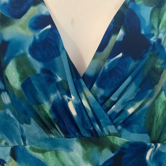 LAUREN Midi Dress, Sleeveless, Stretch, Size 12, Vibrant Blues/Greens - Picture 2 of 5